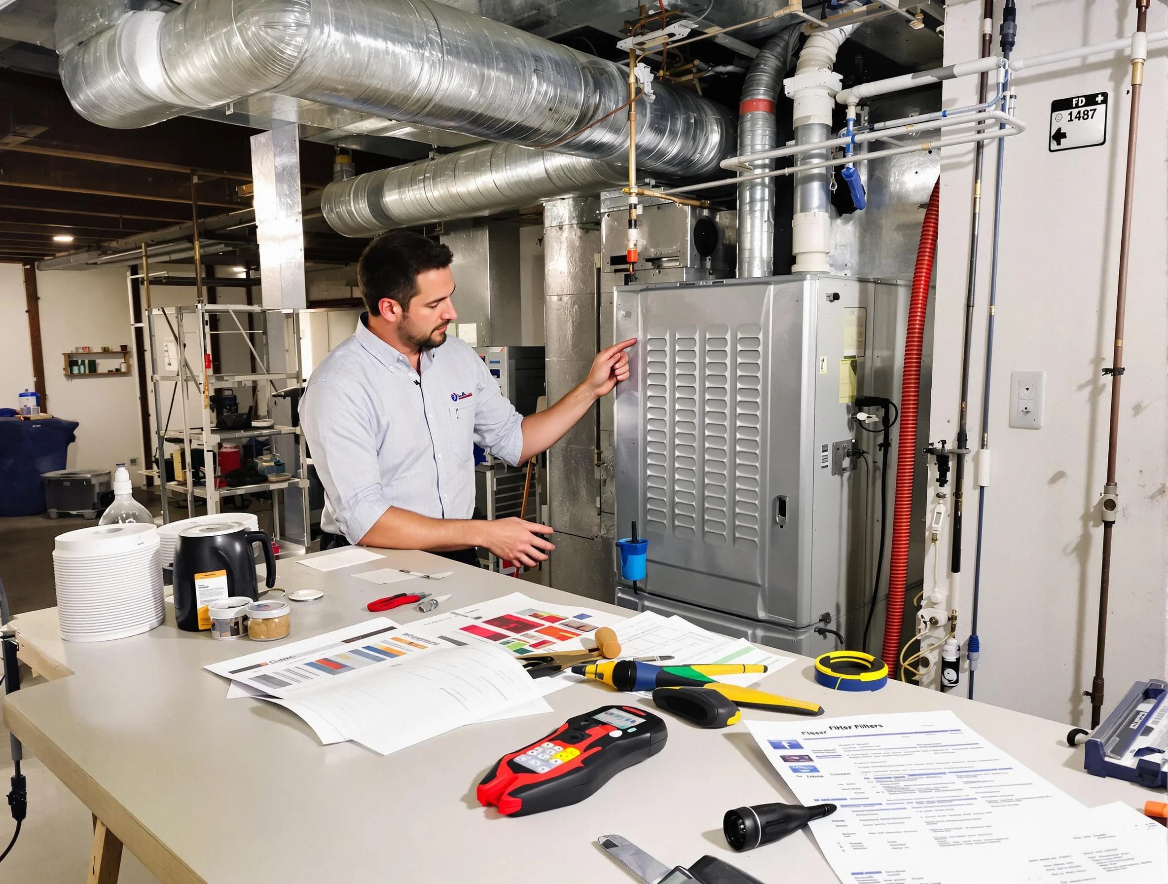 Chester Air Duct Cleaning inspector conducting detailed filter system evaluation using professional diagnostic tools in Chester