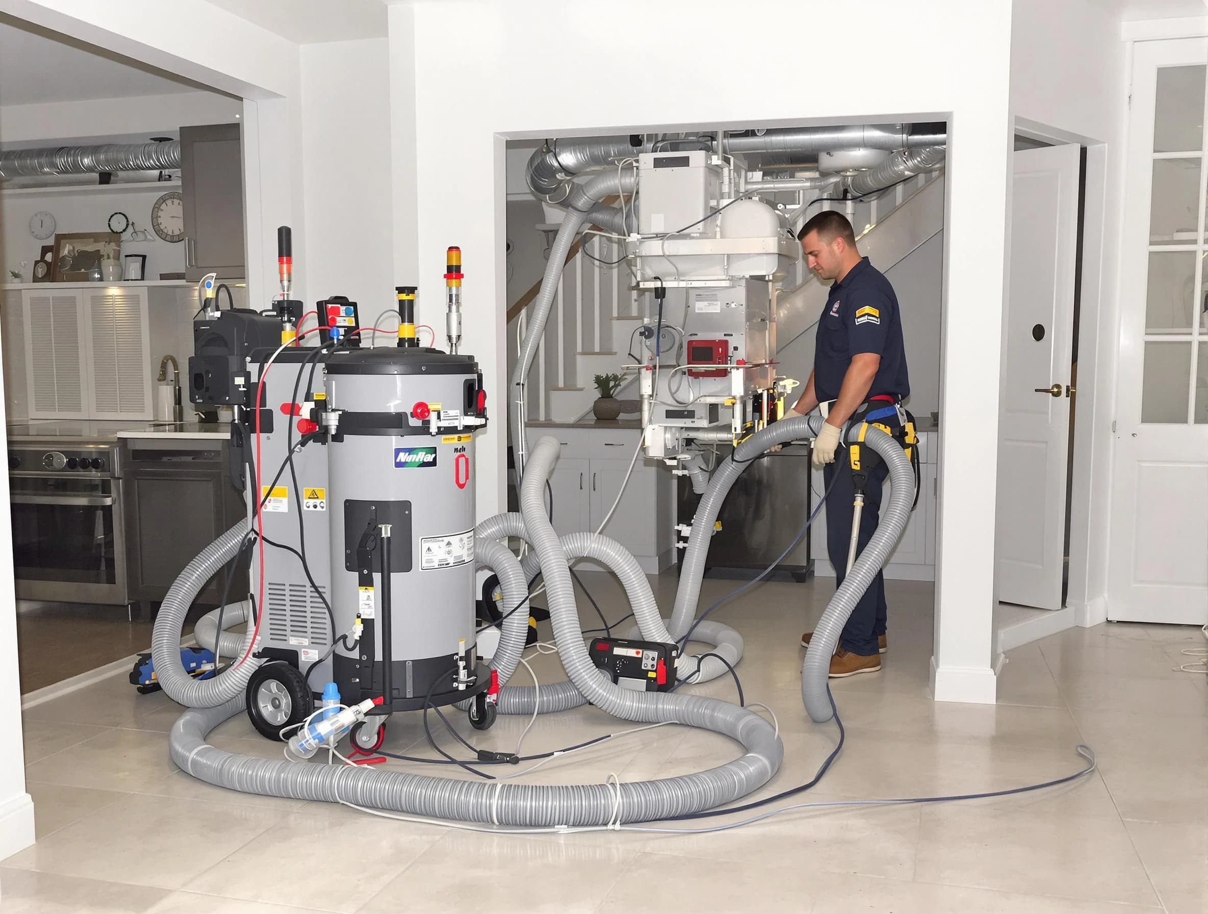 Chester Air Duct Cleaning technician operating negative pressure cleaning equipment for thorough duct maintenance in Chester