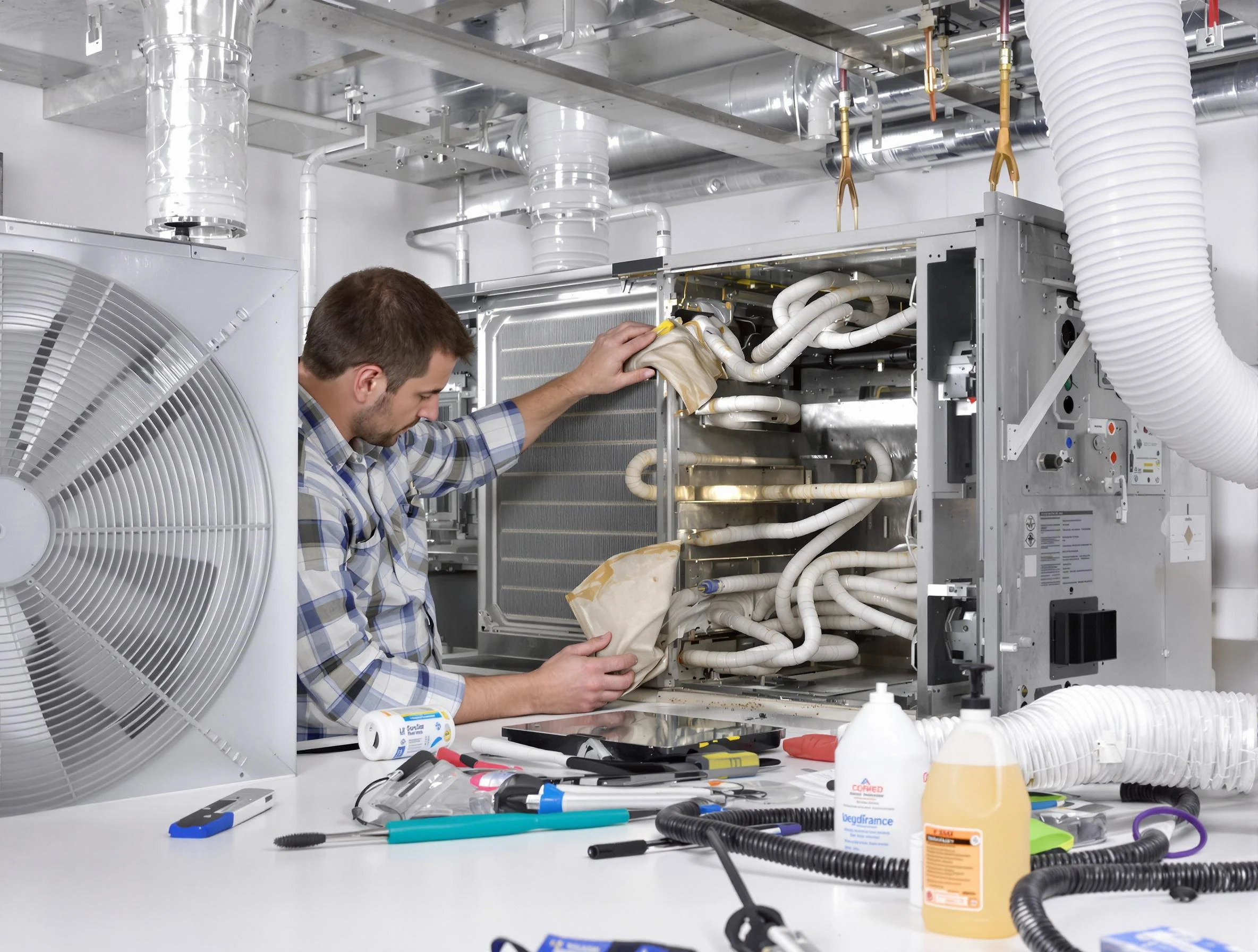 Chester Air Duct Cleaning specialist performing precision AC coil cleaning in Chester