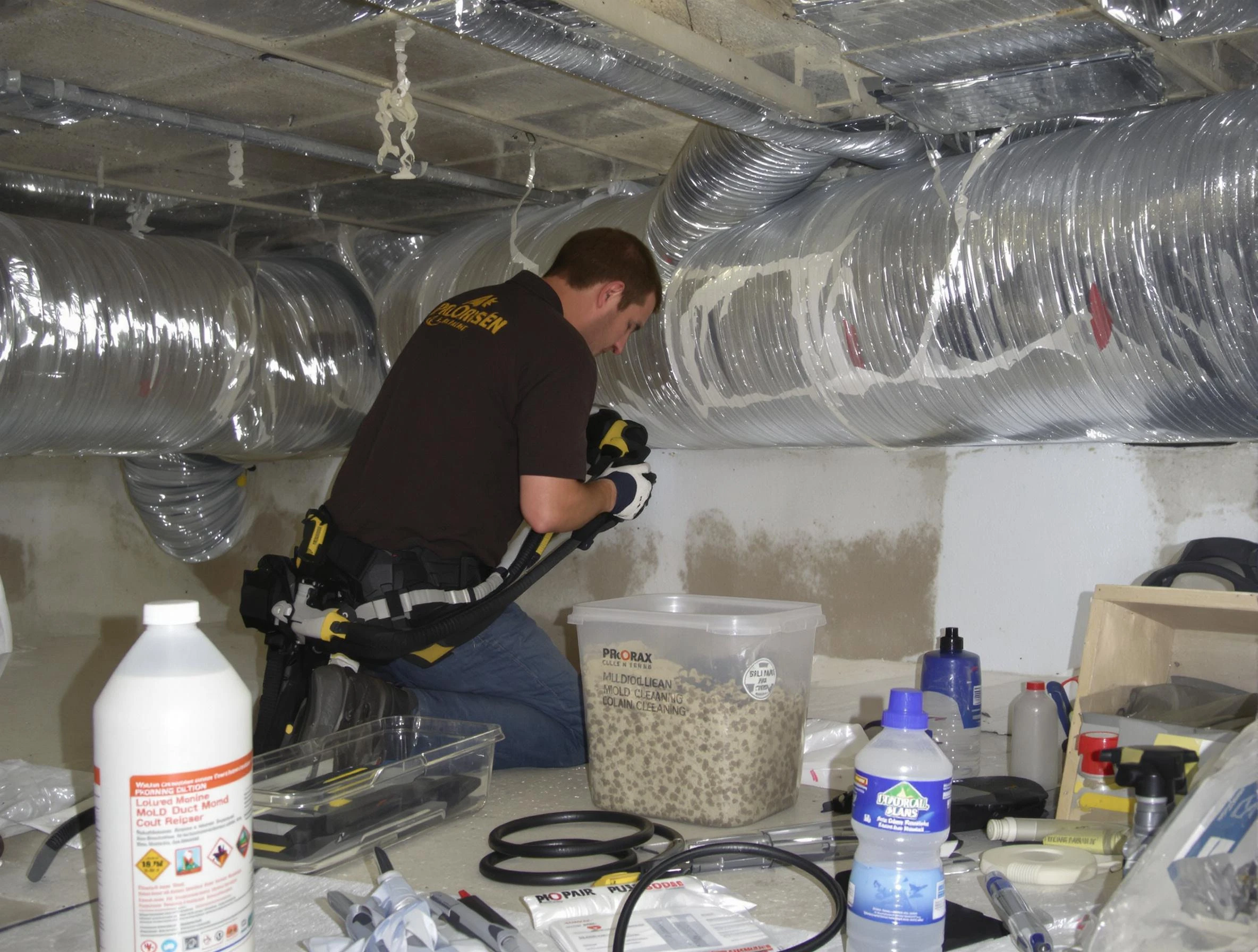 Chester Air Duct Cleaning specialist performing professional mold removal from air ducts in Chester