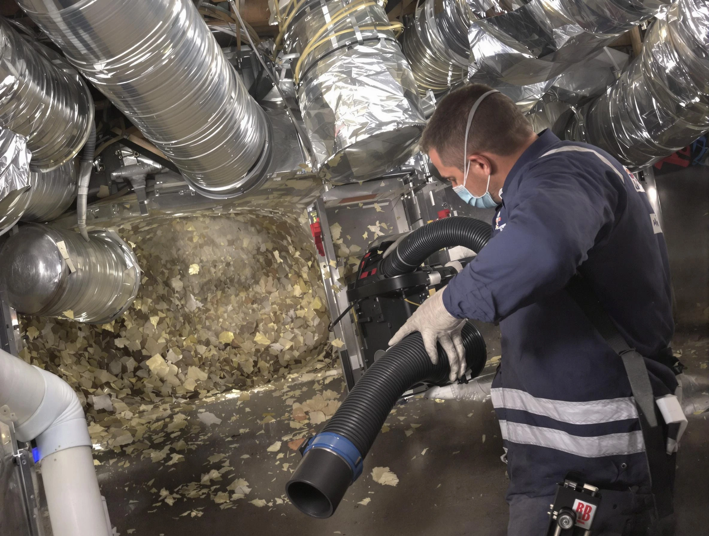 Chester Air Duct Cleaning specialist operating negative pressure cleaning equipment for thorough duct maintenance in Chester